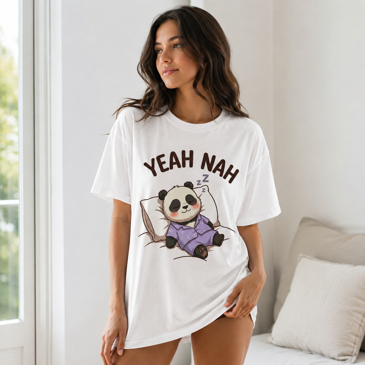 Yeah Nah Panda Babe Oversized T-Shirt