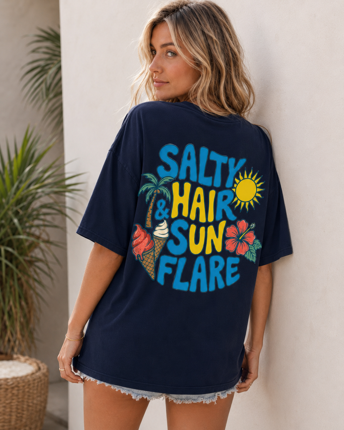 Salty Hair Sun Flare Babe Oversized T-Shirt