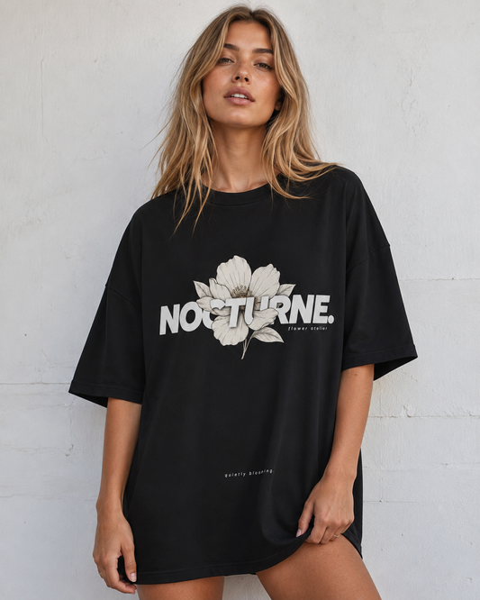 Nocturne Bloom Babe Oversized T-Shirt