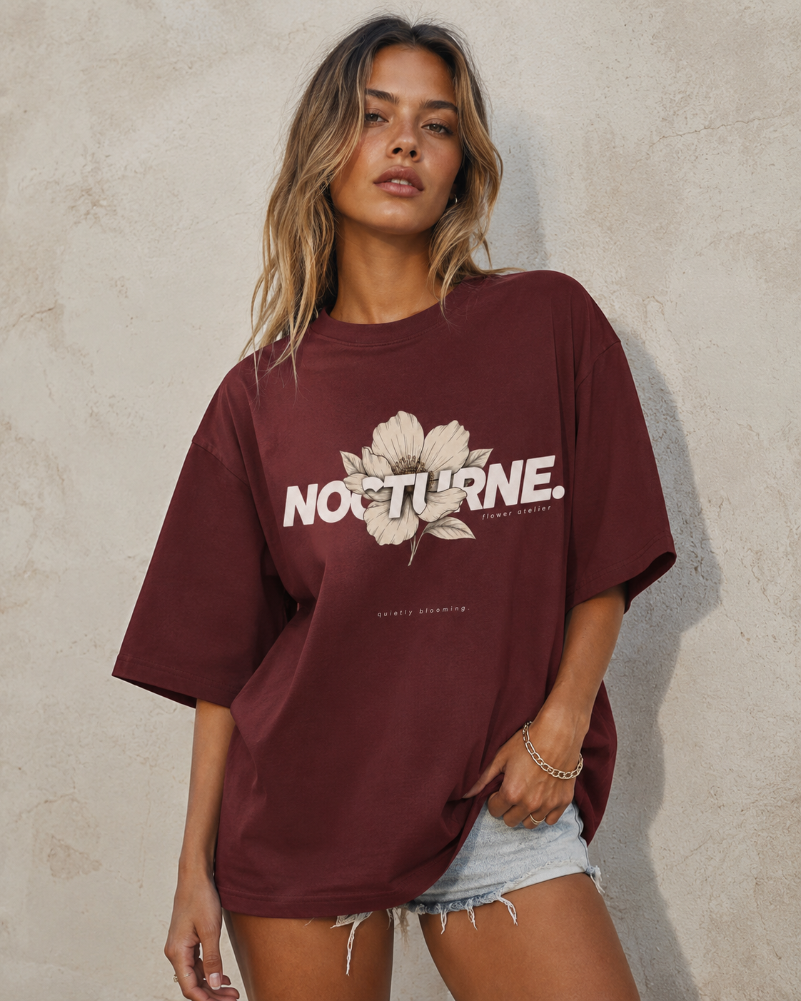 Nocturne Bloom Babe Oversized T-Shirt
