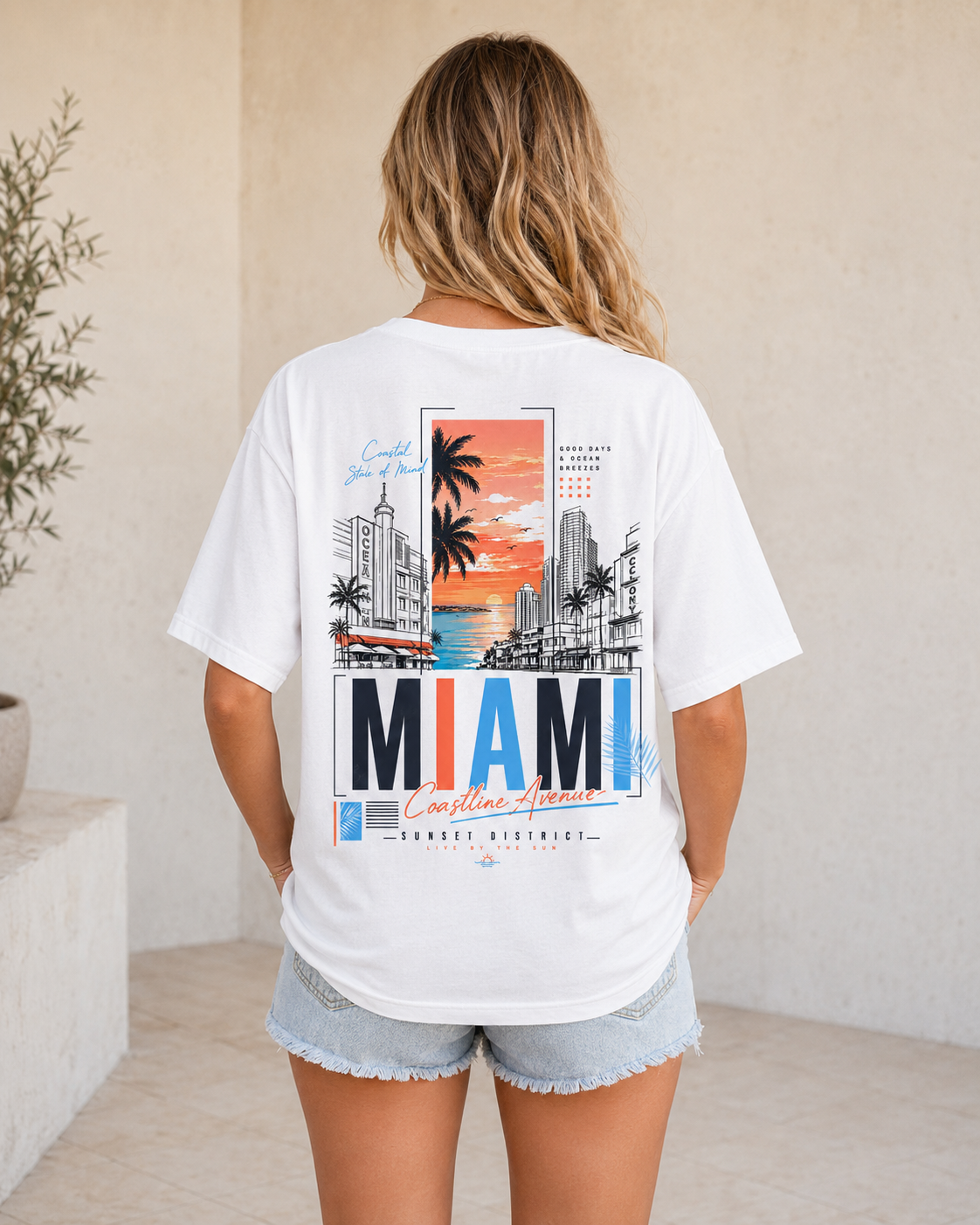 Miami Coastline Avenue Oversized T-Shirt