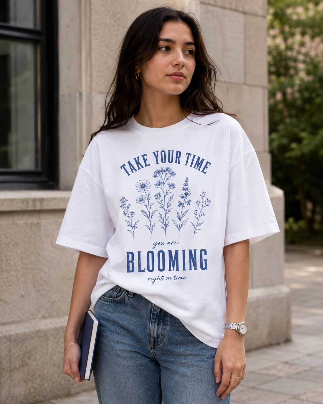 Blooming Right On Time Oversized T-Shirt