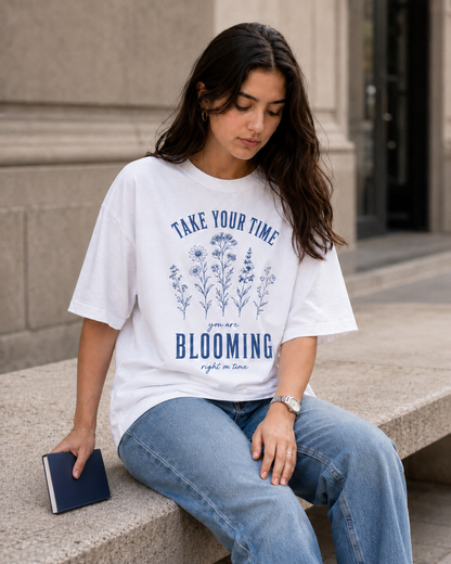 Blooming Right On Time Oversized T-Shirt