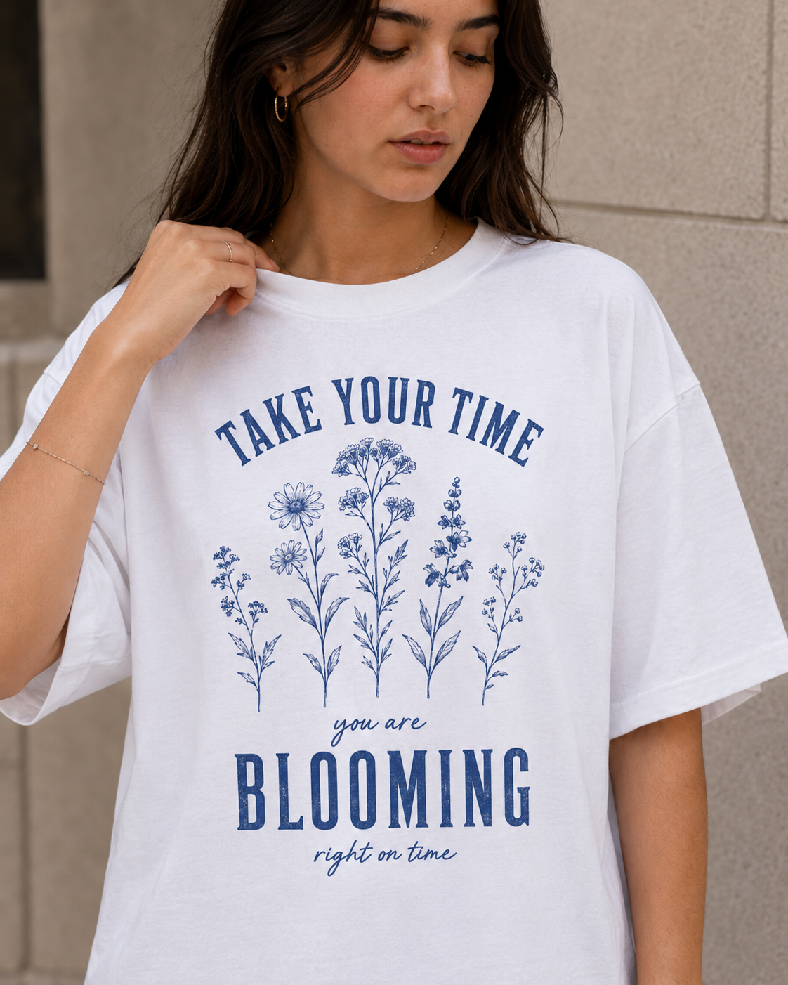 Blooming Right On Time Oversized T-Shirt