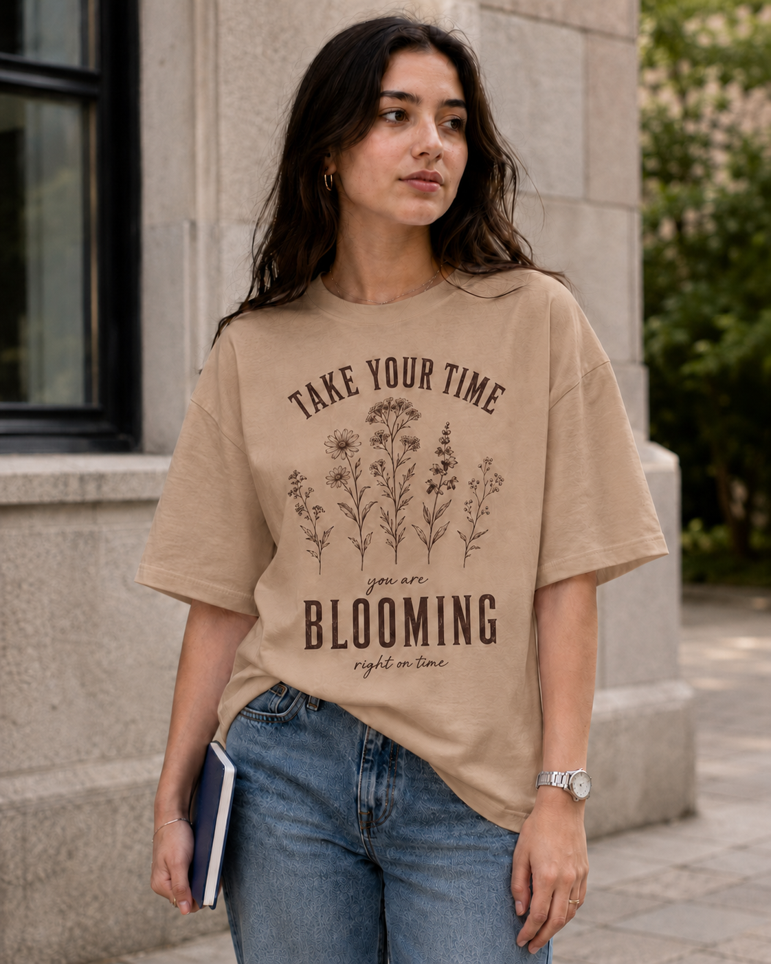 Blooming Right On Time Oversized T-Shirt