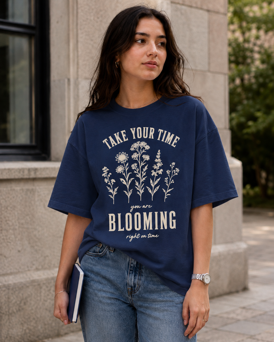 Blooming Right On Time Oversized T-Shirt