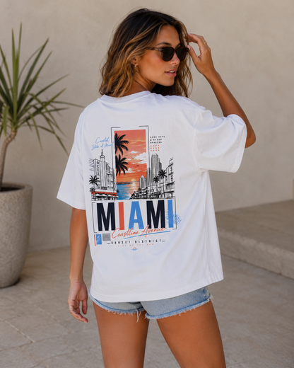 Miami Coastline Avenue Oversized T-Shirt