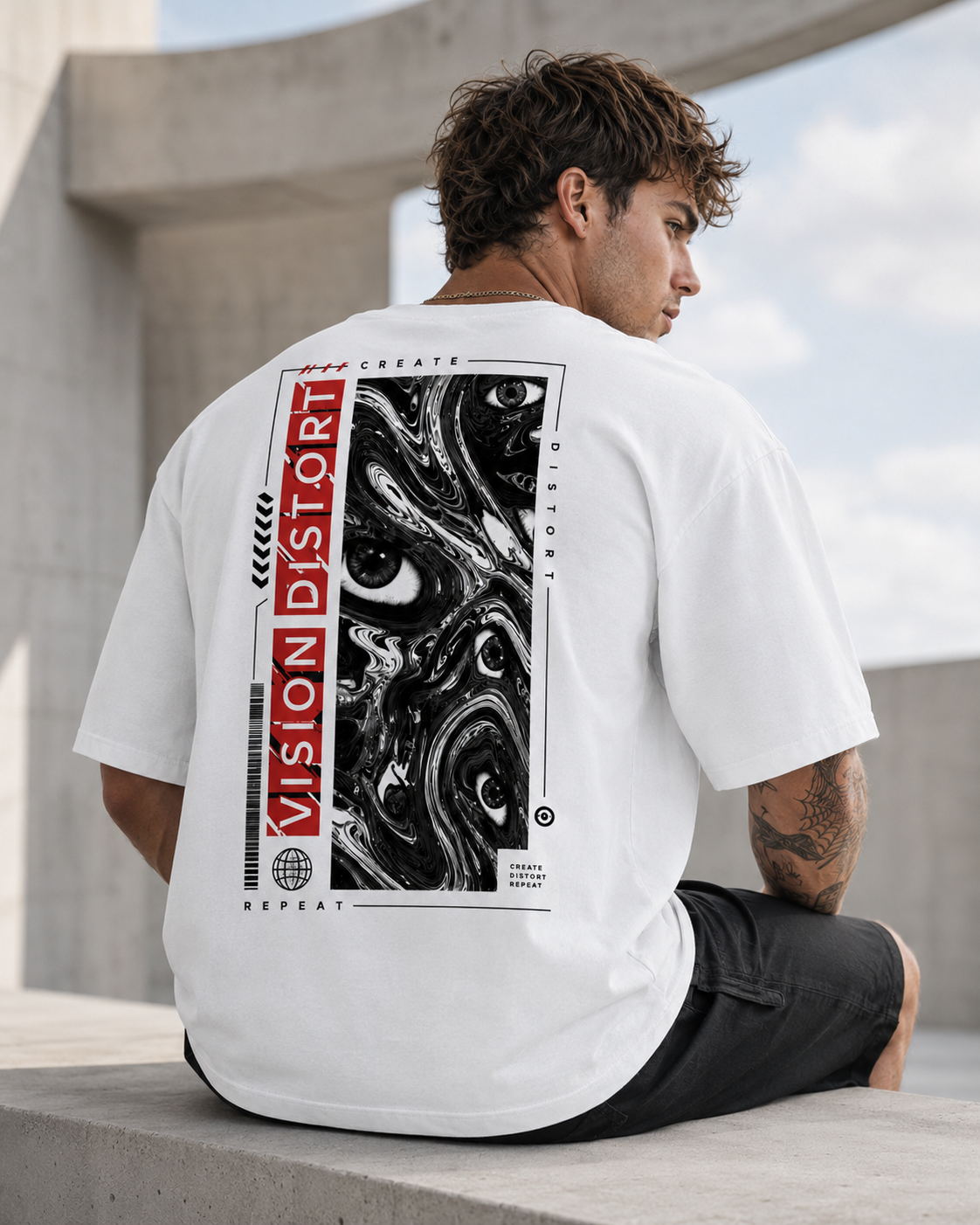 Vision Distort Men’s Oversized T-Shirt