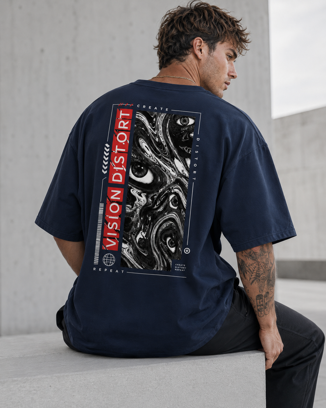Vision Distort Men’s Oversized T-Shirt