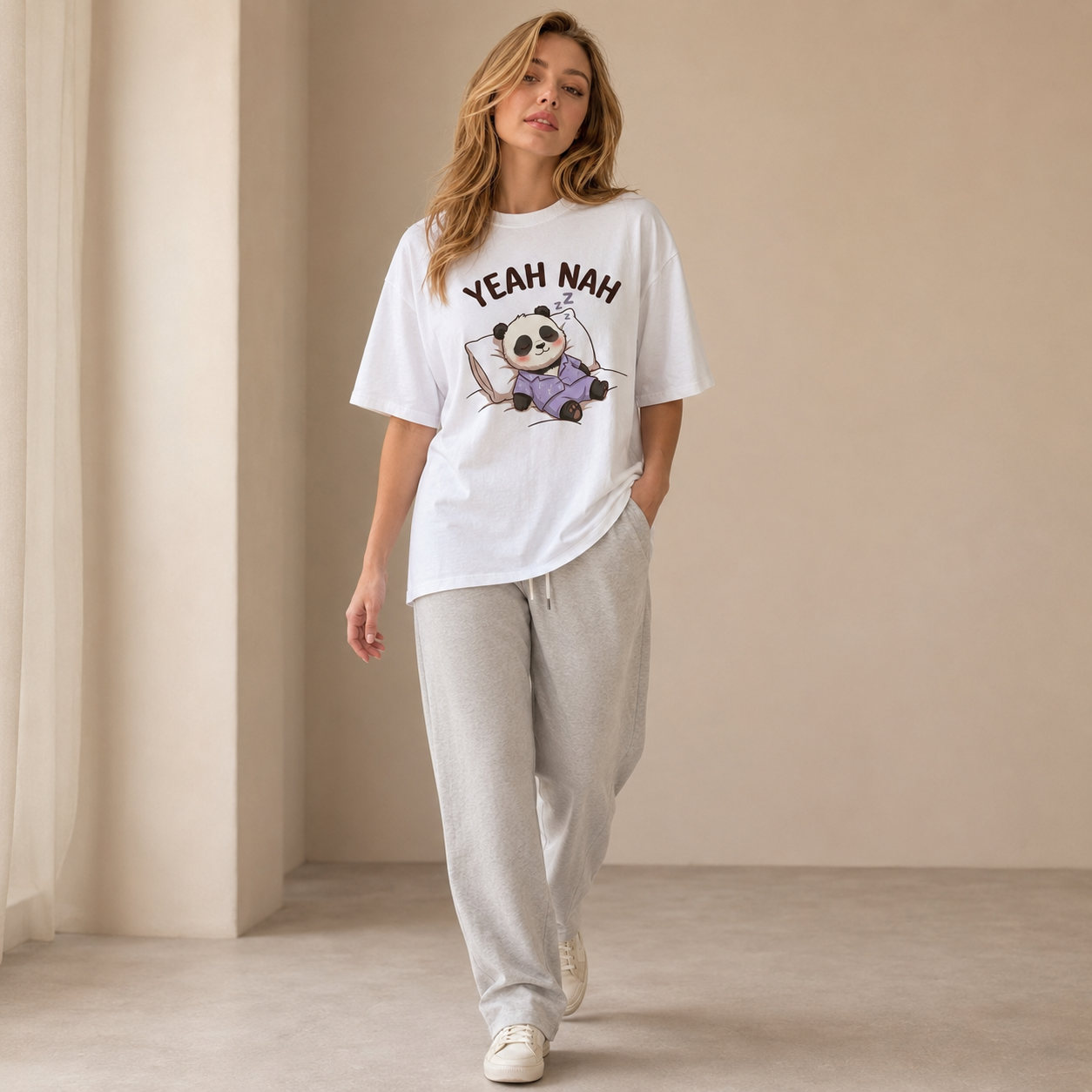 Yeah Nah Panda Babe Oversized T-Shirt