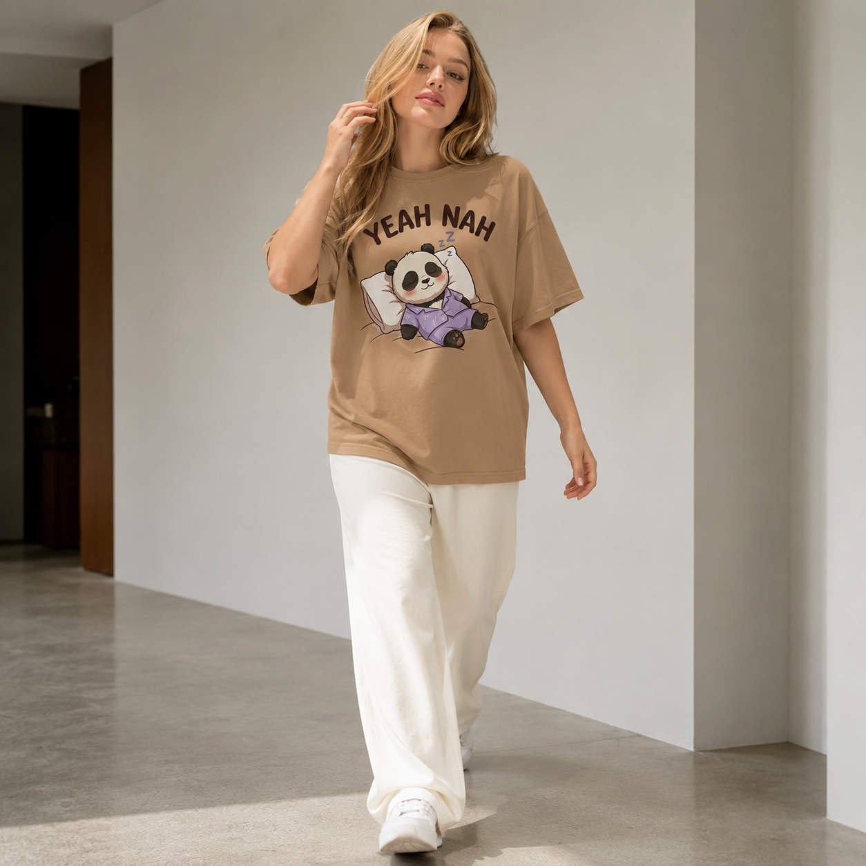 Yeah Nah Panda Babe Oversized T-Shirt
