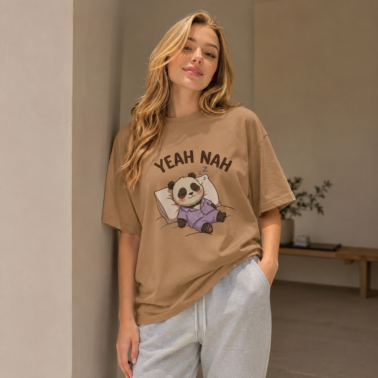Yeah Nah Panda Babe Oversized T-Shirt