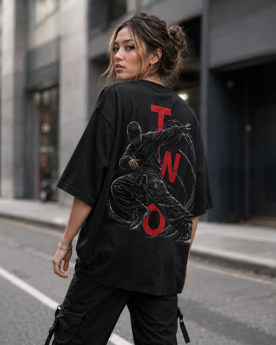 Motion Babe Oversized Back Print T-Shirt