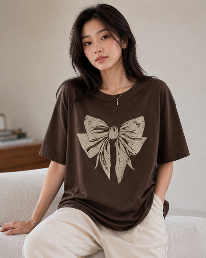 Midnight Bow Babe Oversized T-Shirt