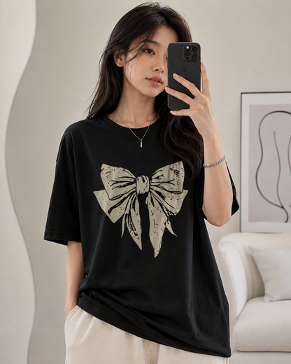 Midnight Bow Babe Oversized T-Shirt