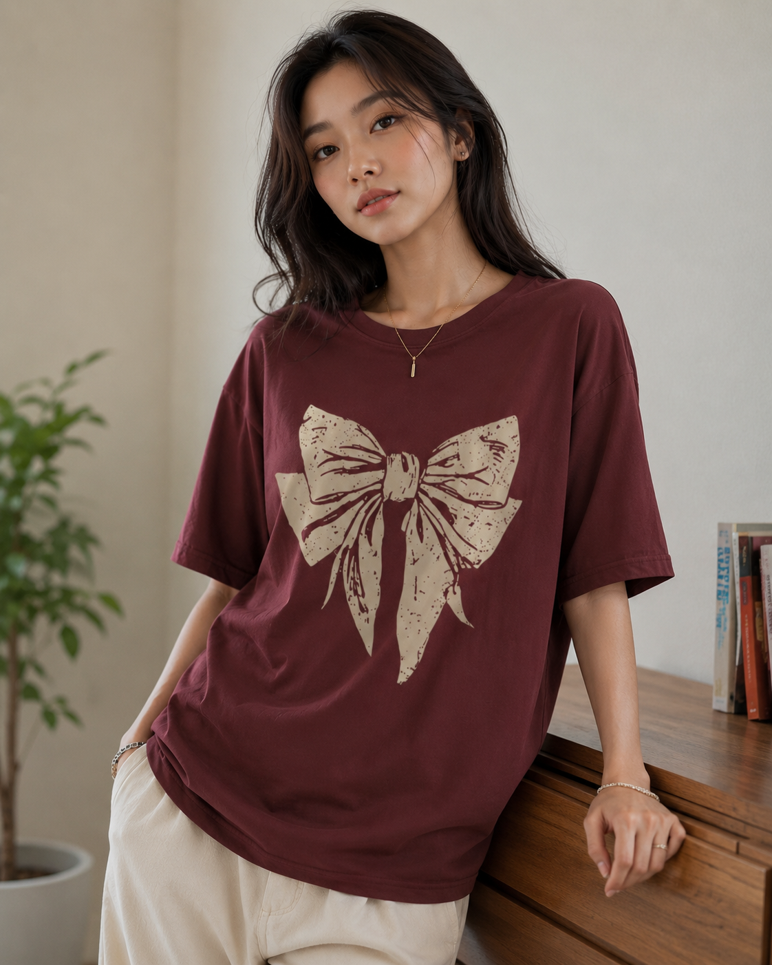 Midnight Bow Babe Oversized T-Shirt