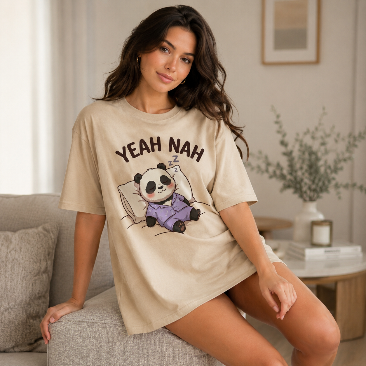 Yeah Nah Panda Babe Oversized T-Shirt