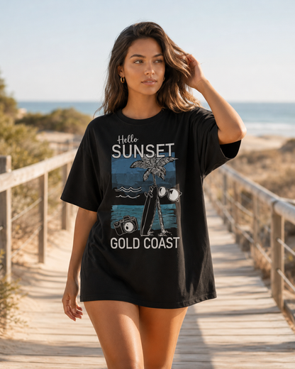 Gold Coast Sunset Babe Oversized T-Shirt