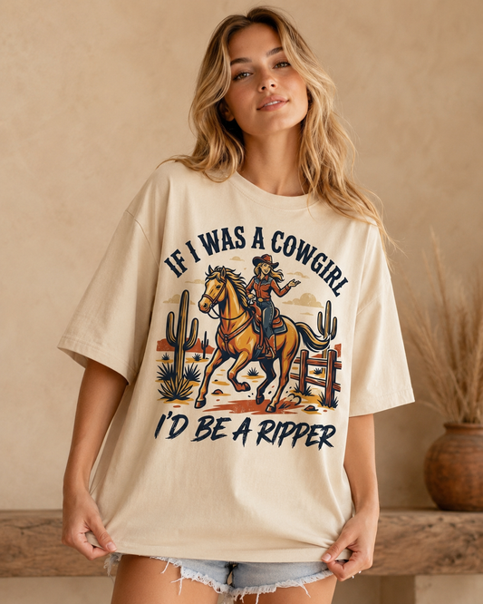 Ripper Cowgirl Babe Oversized T-Shirt
