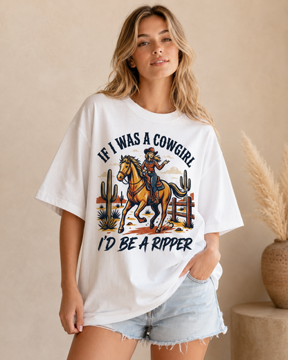 Ripper Cowgirl Babe Oversized T-Shirt