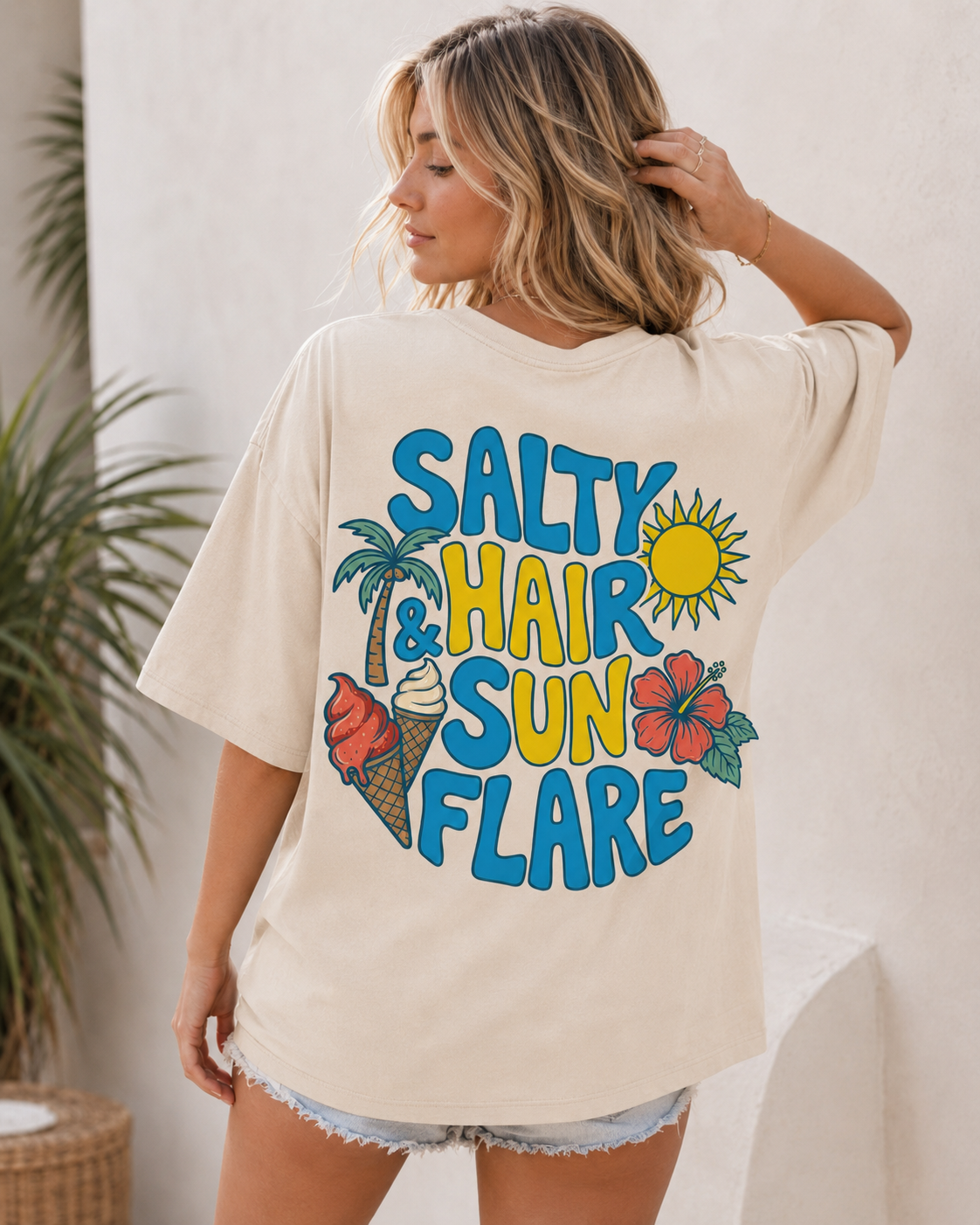 Salty Hair Sun Flare Babe Oversized T-Shirt