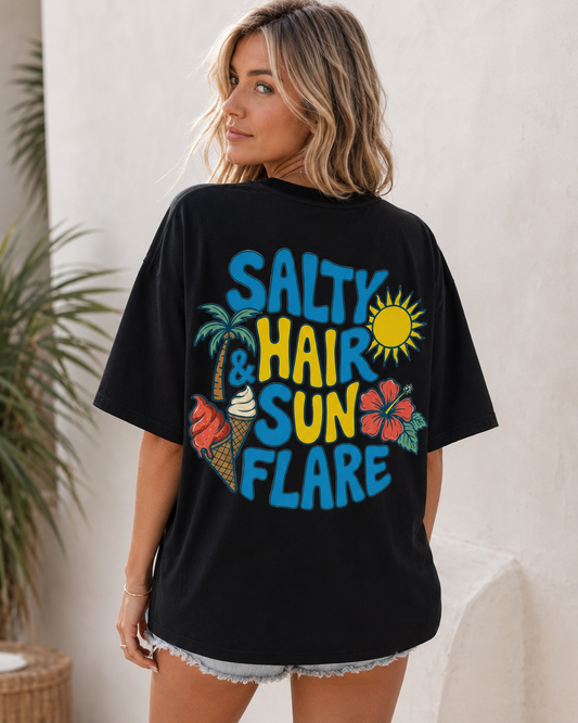 Salty Hair Sun Flare Babe Oversized T-Shirt