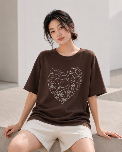 Ocean Heart Babe Oversized T-Shirt