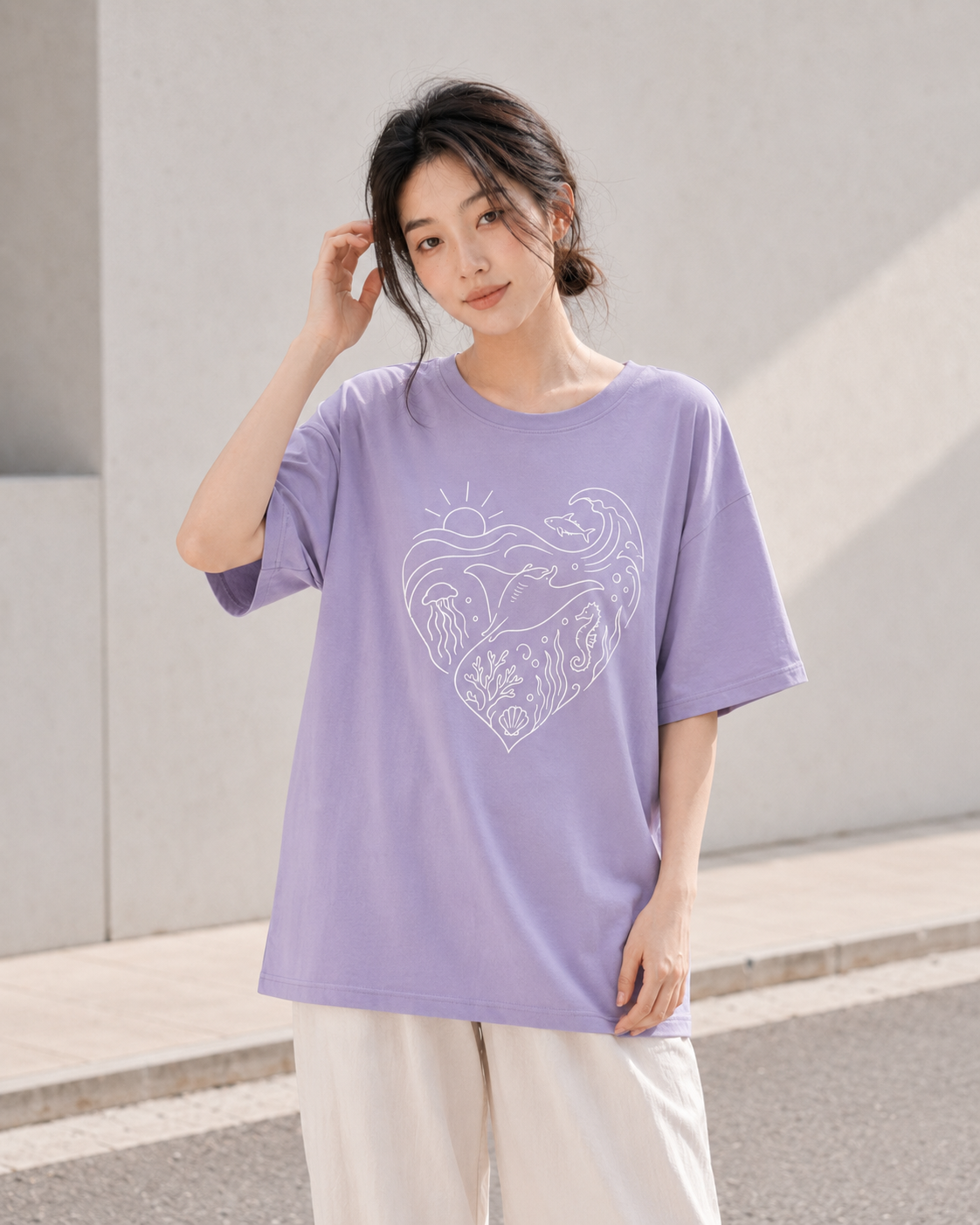 Ocean Heart Babe Oversized T-Shirt