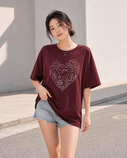 Ocean Heart Babe Oversized T-Shirt