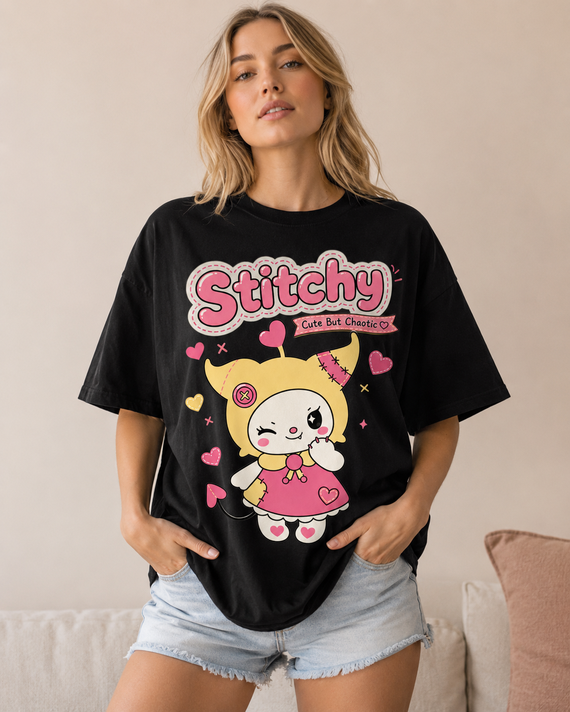 Stitchy Chaos Babe Oversized T-Shirt