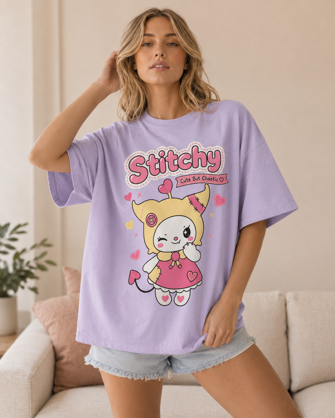 Stitchy Chaos Babe Oversized T-Shirt