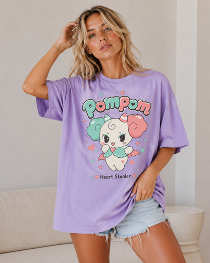 Pompom Heart Stealer Babe Oversized T-Shirt