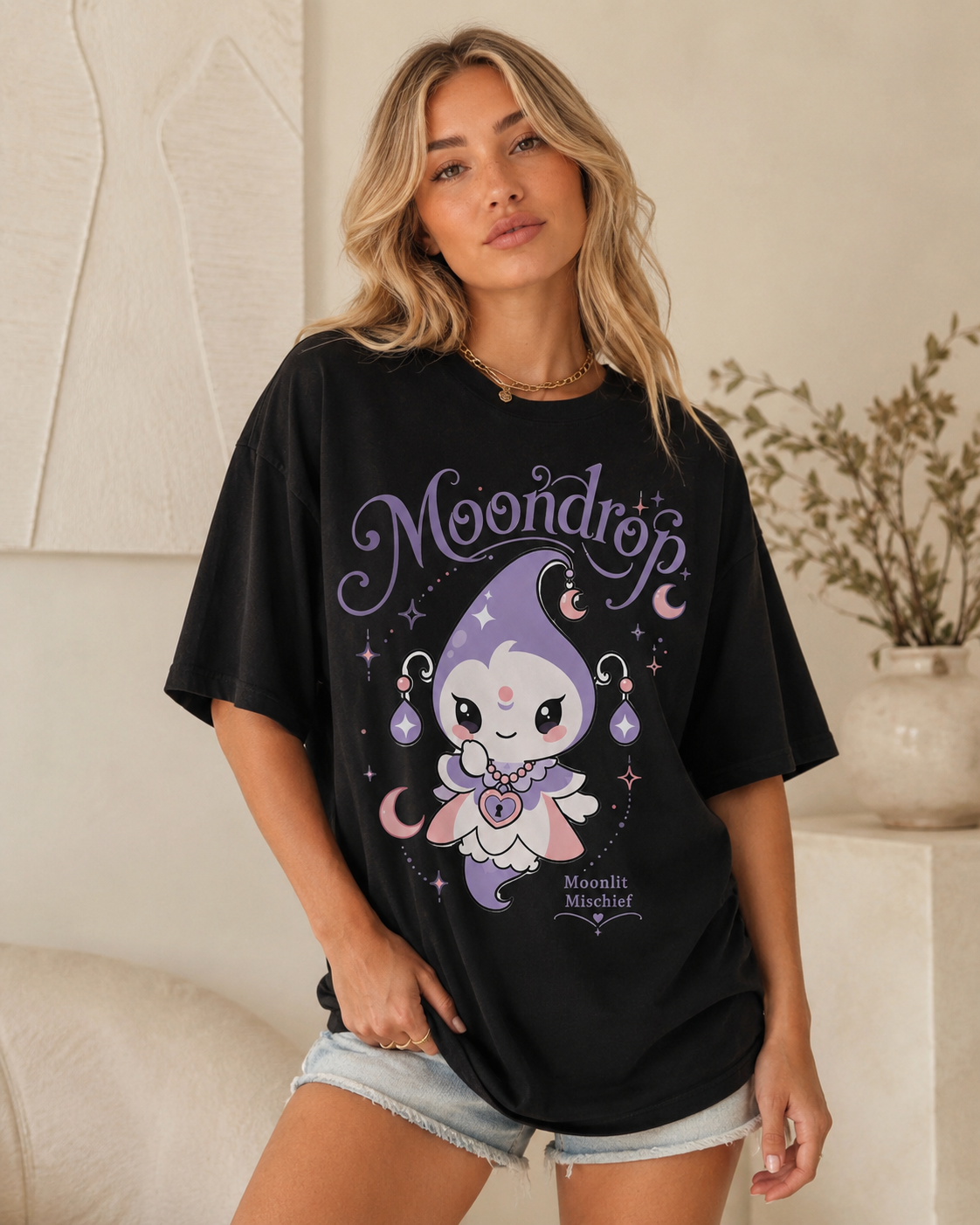 Moondrop Moonlit Mischief Babe Oversized T-Shirt