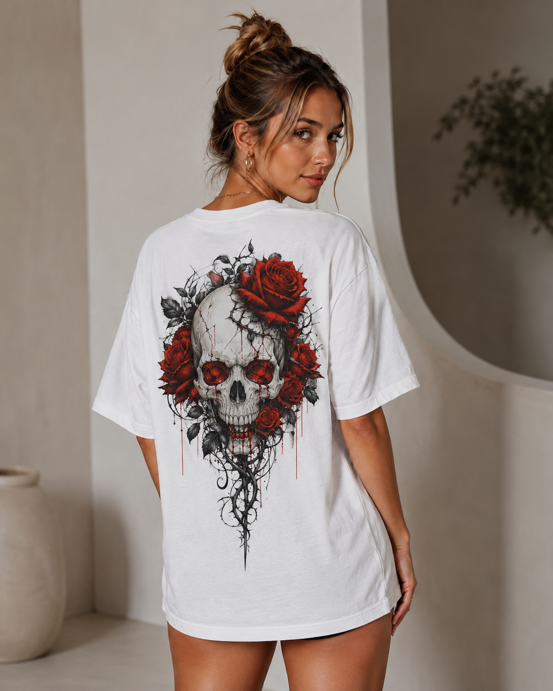 Rose Skull Babe Oversized T-Shirt