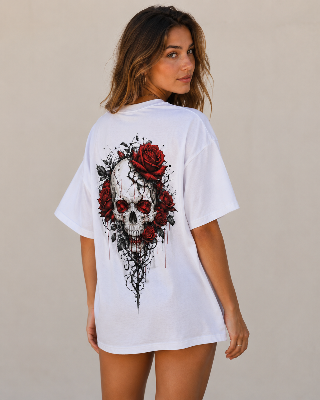 Rose Skull Babe Oversized T-Shirt