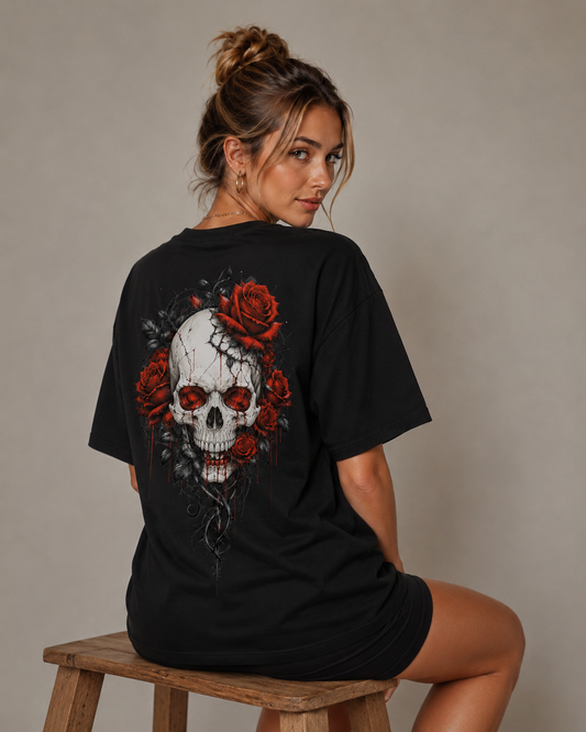 Rose Skull Babe Oversized T-Shirt