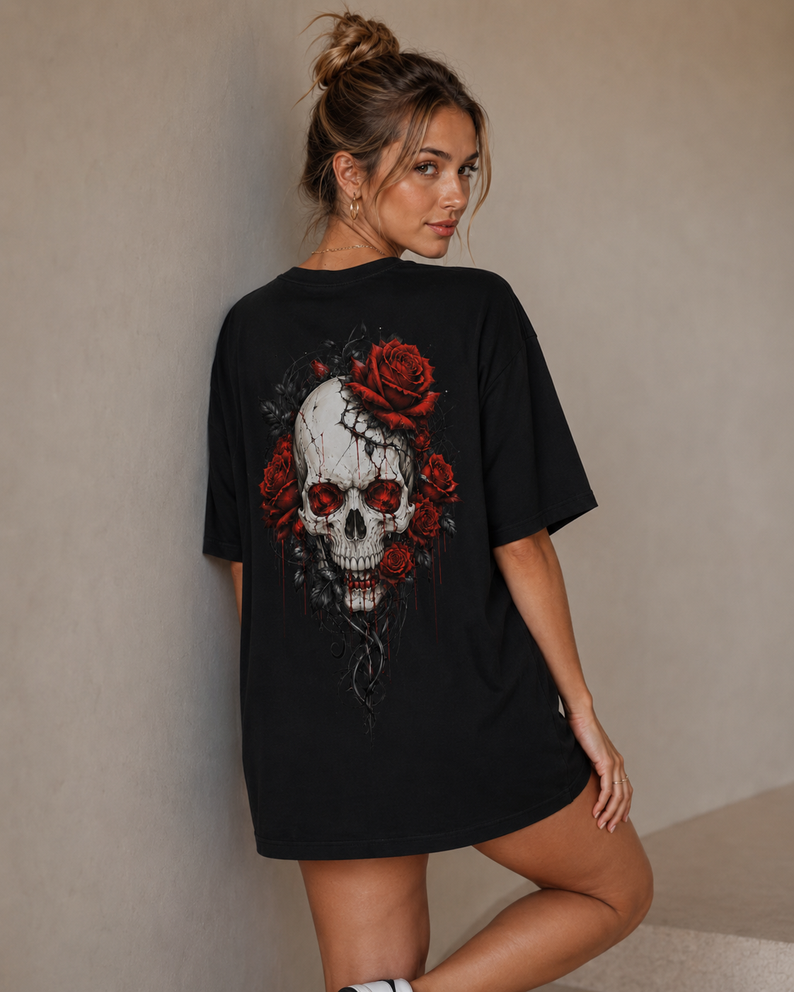 Rose Skull Babe Oversized T-Shirt