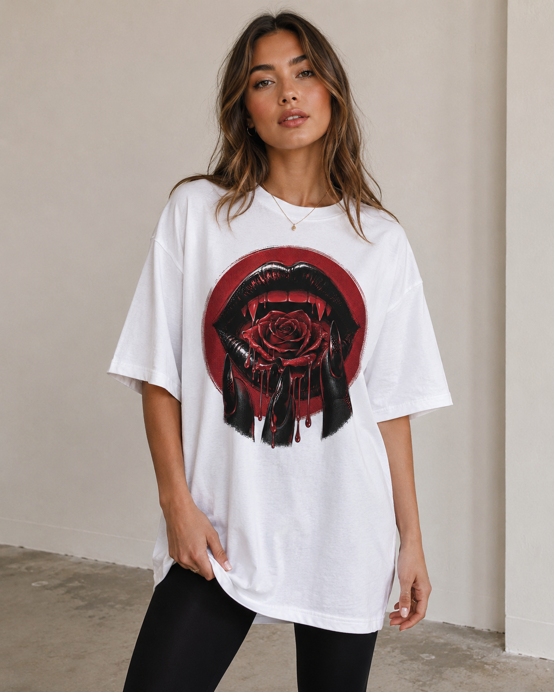 Crimson Bite Babe Oversized T-Shirt