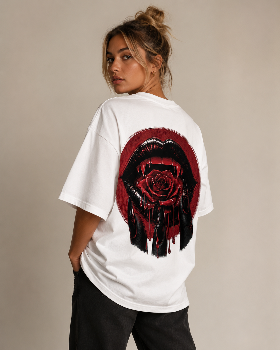 Crimson Bite Babe Oversized T-Shirt