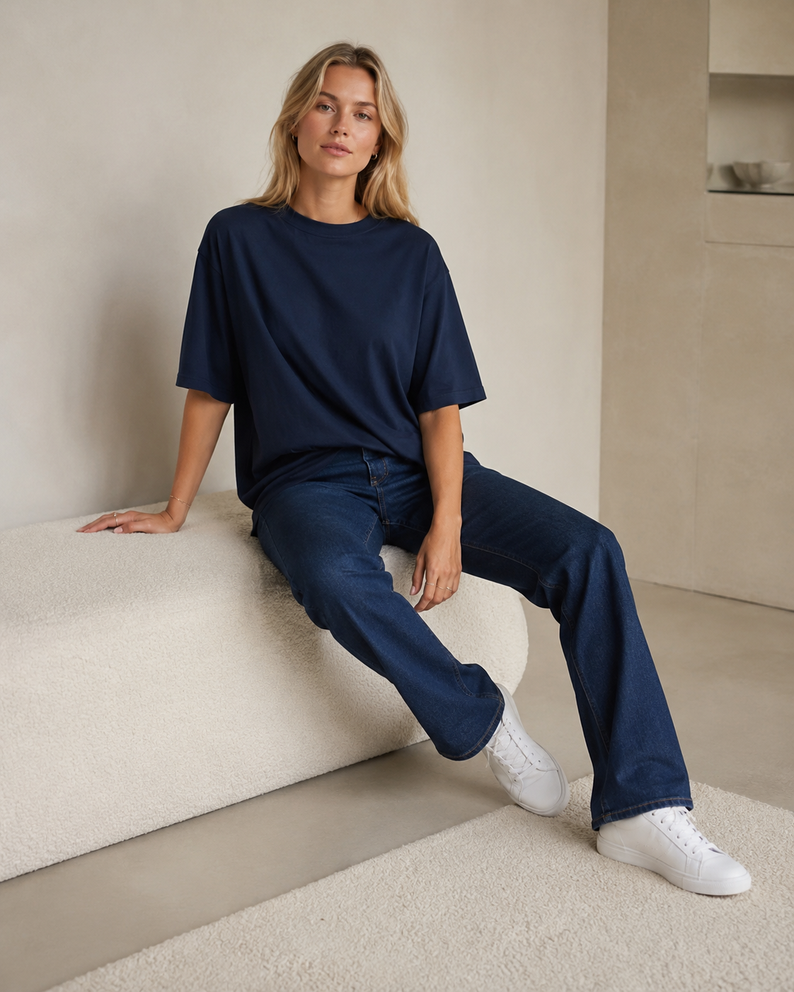 Midnight Navy Babe Oversized T-Shirt