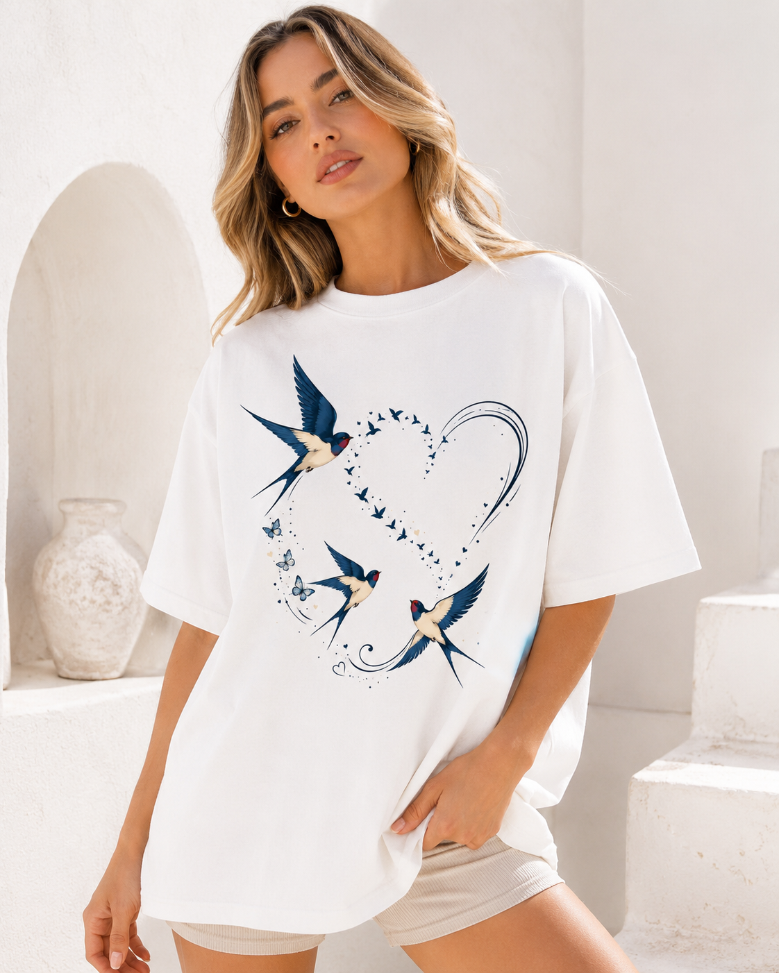 Swallow Heart Babe Oversized T-Shirt