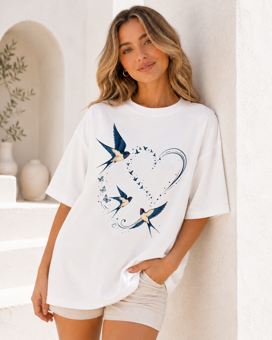 Swallow Heart Babe Oversized T-Shirt