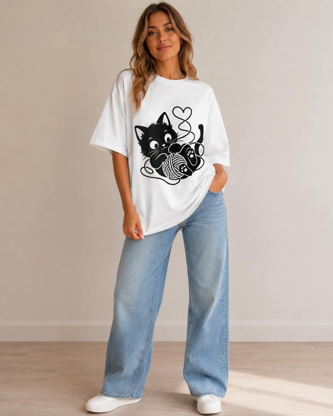 Tangled Kitty Babe Oversized T-Shirt