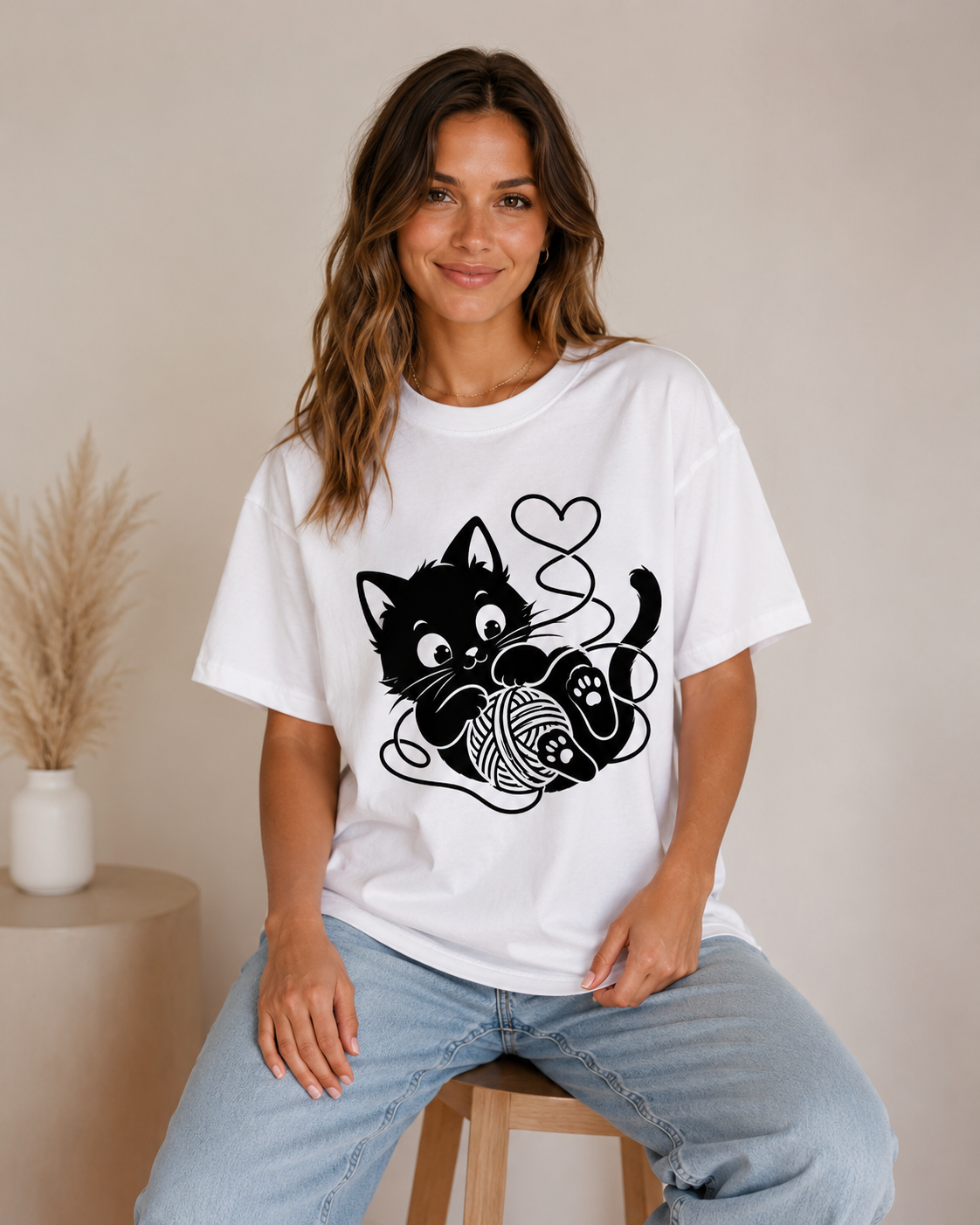 Tangled Kitty Babe Oversized T-Shirt