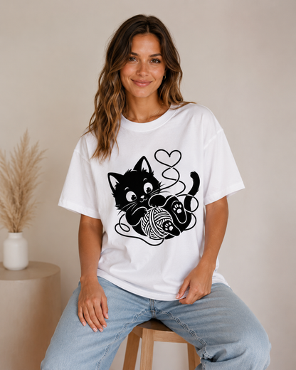 Tangled Kitty Babe Oversized T-Shirt