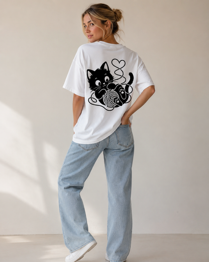 Tangled Kitty Babe Oversized T-Shirt