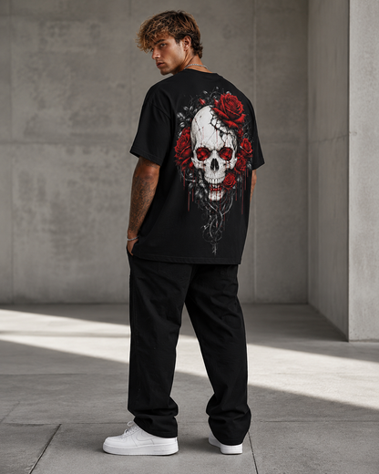 Rose Skull Men’s Oversized T-Shirt
