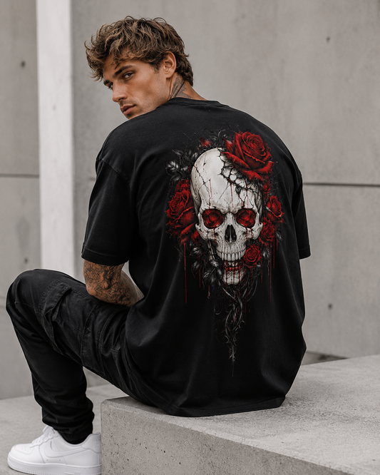 Rose Skull Men’s Oversized T-Shirt