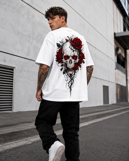 Rose Skull Men’s Oversized T-Shirt