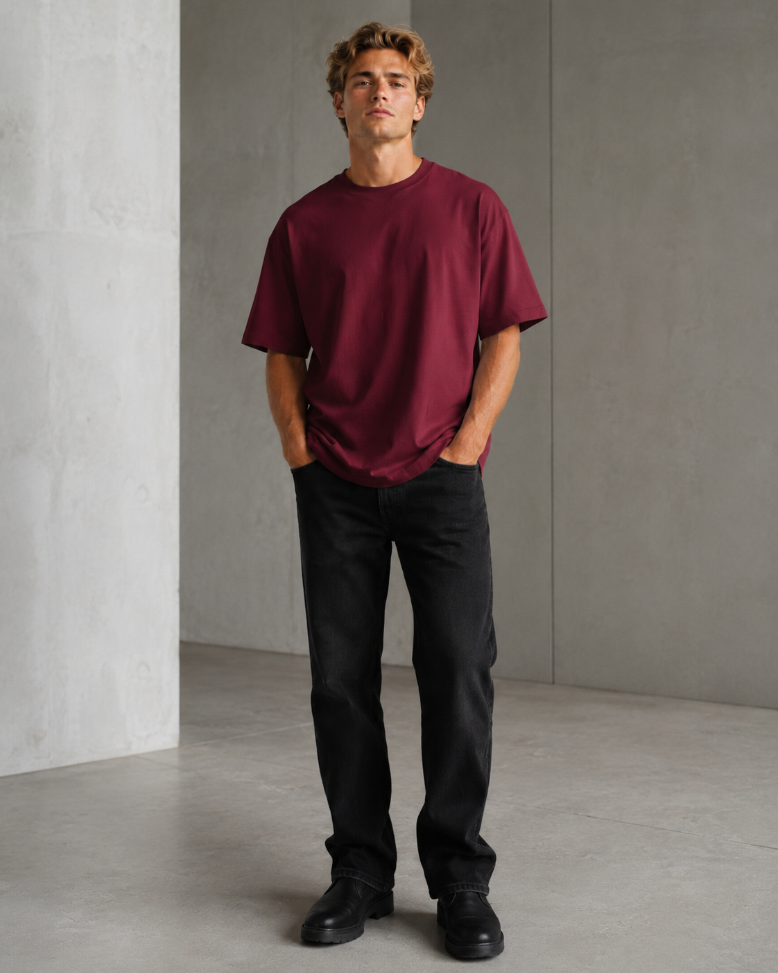 Merlot Maroon Men’s Oversized T-Shirt